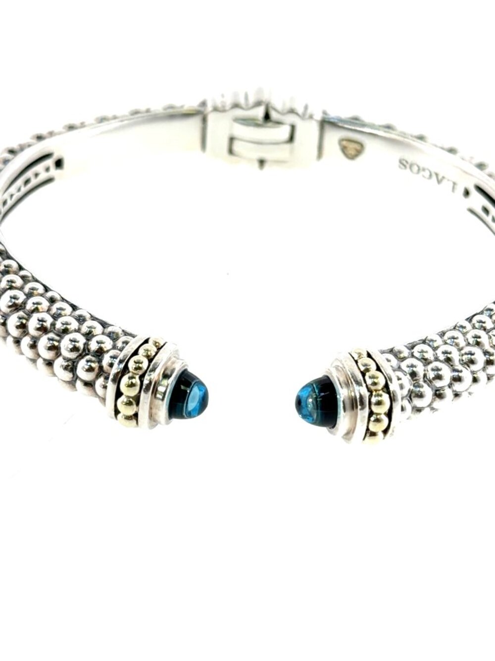 Blue topaz and silver bangle